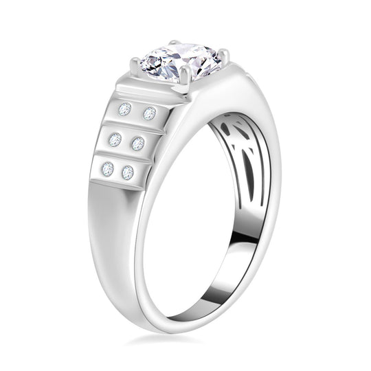 Moissanit Ring 925 Silber rhodiniert (Größe 16.00) ca. 1,34 ct
