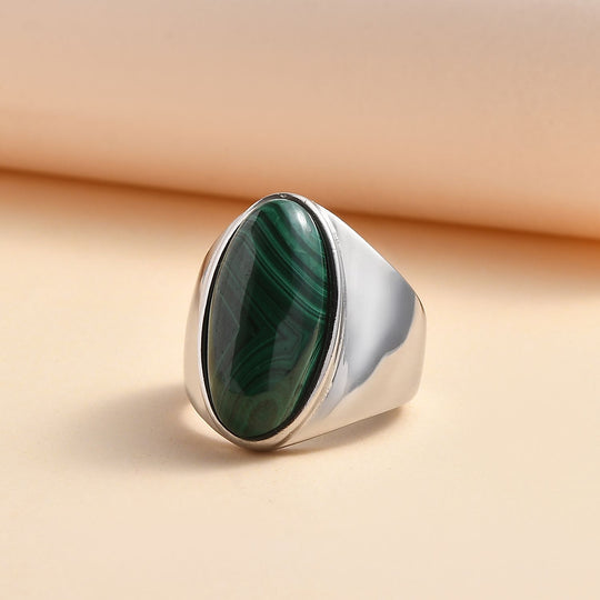 Malachit Ring 316L Edelstahl ca. 12.18 ct