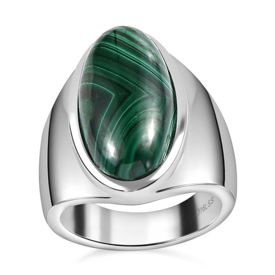 Malachit Ring 316L Edelstahl ca. 12.18 ct