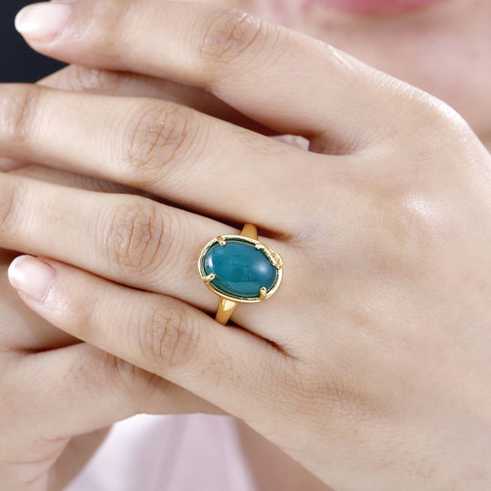 Verde Onyx Ring 925 Silber 750 Gelbgold Vermeil ca. 6,43 ct