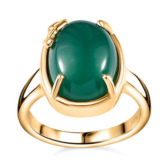 Verde Onyx Ring 925 Silber 750 Gelbgold Vermeil ca. 6,43 ct