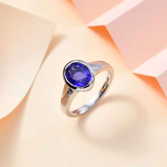 Tansanit-Farbe Quarz Ring 925 Silber rhodiniert ca. 2,05 ct