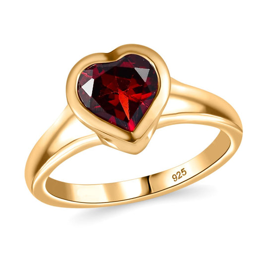 Natürlicher Mosambik Granat Ring, 925 Silber 750 Gelbgold Vermeil ca. 2.11 ct