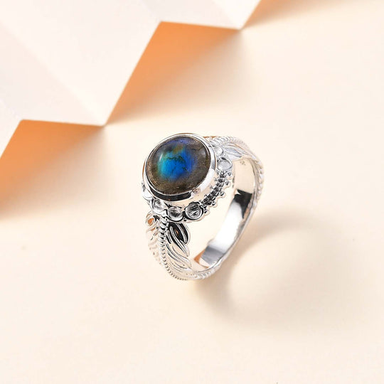 AAA Labradorit Ring 925 Silber rhodiniert (Größe 21.00) ca. 3,53 ct