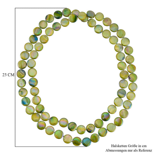 Grüne Muschelkernperle Kette 46 cm ca. 424,00 ct.