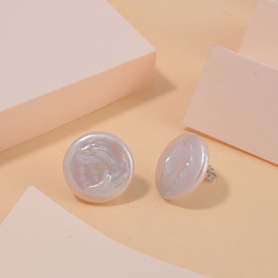Lila Keshi Perle Ohrringe 925 Silber vergoldet