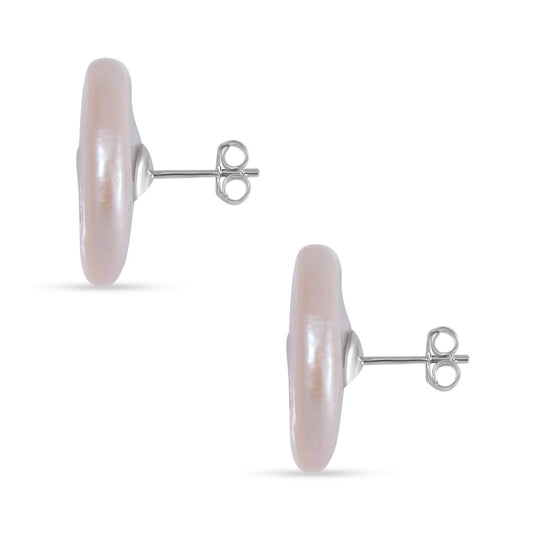 Lila Keshi Perle Ohrringe 925 Silber vergoldet