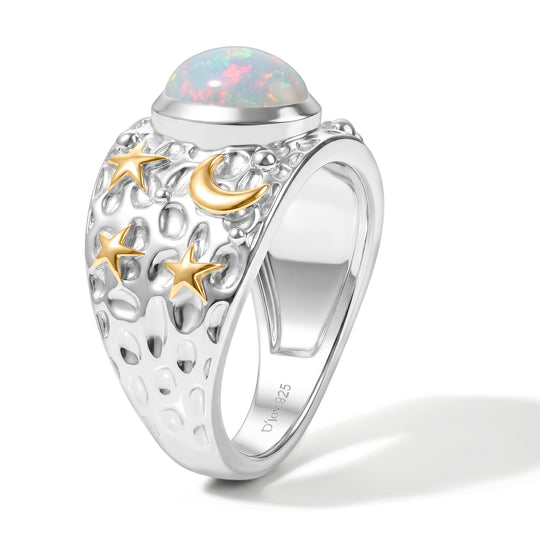AA Natürlicher, äthiopischer Welo Opal Ring 925 Silber rhodiniert (Größe 17.00) ca. 1,23 ct