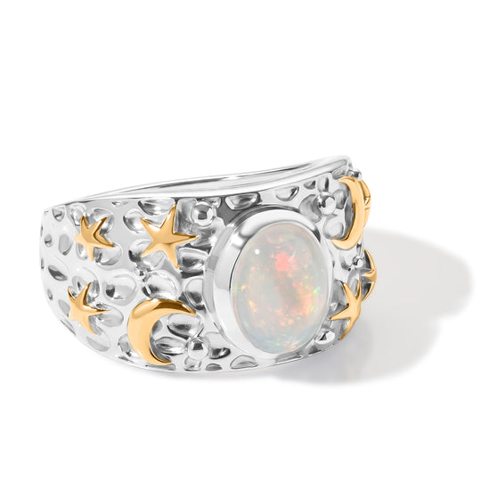 AA natürlicher, äthiopischer Welo Opal Ring, 925 Silber rhodiniert - 1,12 ct.