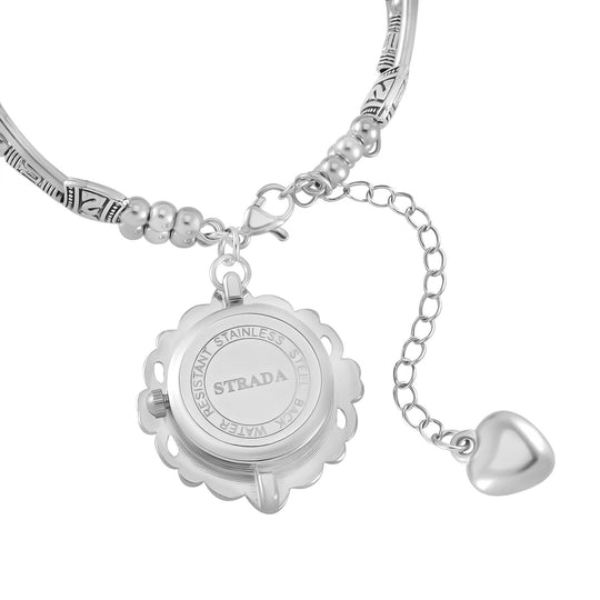 STRADA - Mehrfarbige-Edelstein verstellbare Perlenarmbanduhr mit Legierungsgehäuse und japanischem Uhrwerk, 17-21 cm Reiner Edelstahl