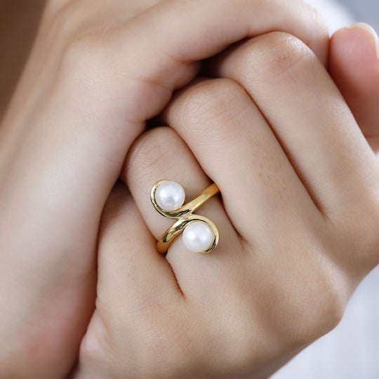 Süßwasser Perle Ring, 925 Silber vergoldet