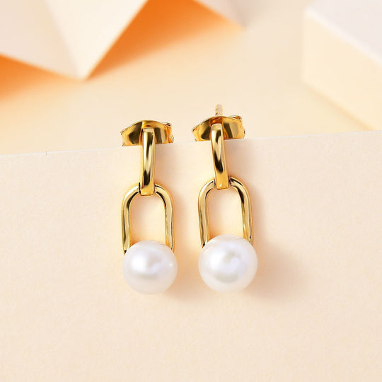 Drilled Süßwasser Perle Ohrringe 925 Silber 750 Gelbgold Vermeil