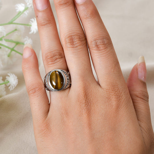 Tigerauge Ring Edelstahl ca. 6,19 ct