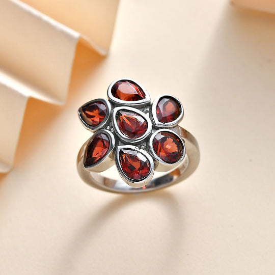 Roter Granat Ring Edelstahl ca. 3,85 ct