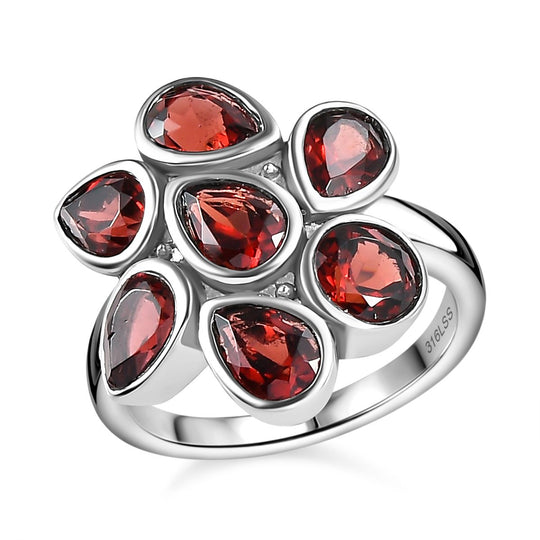 Roter Granat Ring Edelstahl ca. 3,85 ct