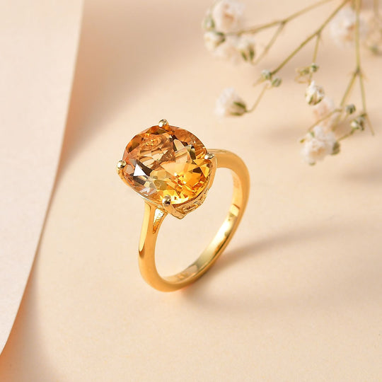 AA Citrin Ring, 925 Silber vergoldet ca. 4.56 ct