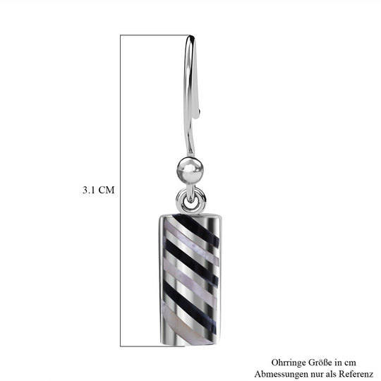 Perlmutt, Schwarzer Onyx Ohrringe 925 Silber