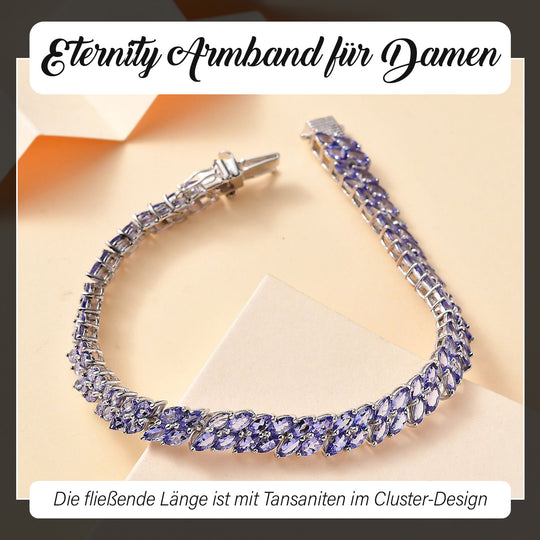Tansanit Armband ca. 20 cm 925 Silber rhodiniert ca. 13,00 ct.