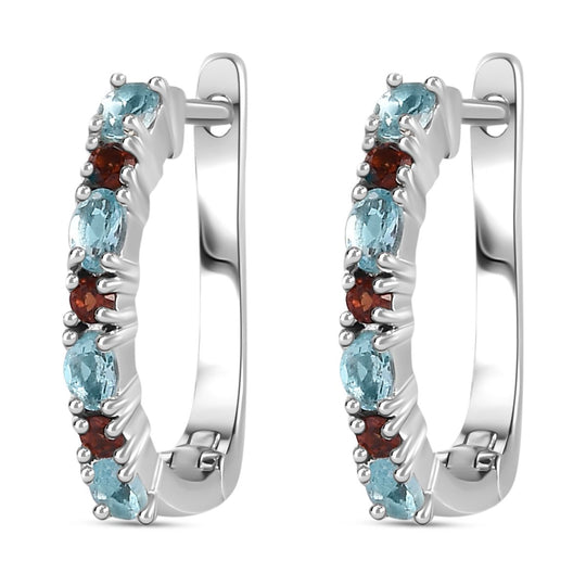 Paraiba-Apatit, Roter Granat Ohrringe 925 Silber platiniert ca. 0,79 ct.