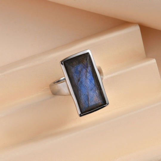 AAA Labradorit Ring, 316L Edelstahl (Größe 16.00) ca. 11.88 ct