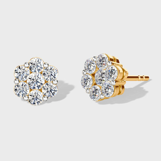 LUXURIANT 1 ct. SGL zertifizierte VS Labor Diamant florale Halo Ohrringe, 925 Silber platiniert