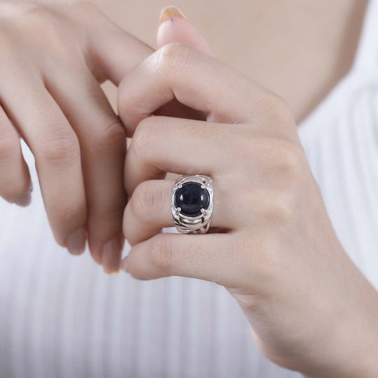 Blauer Sandstein Ring Messing ca. 9,61 ct