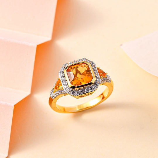 AA Salamanca Feueropal Ring, 925 Silber 750 Gelbgold Vermeil (Größe 19.00) ca. 1.82 ct