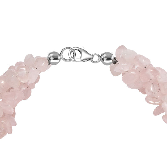 Rosa Morganit Armband ca. 19 cm 925 Silber rhodiniert ca. 105.00 ct