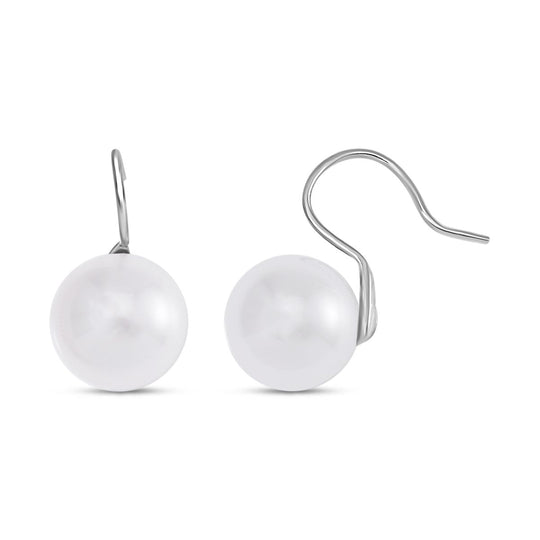 Graue Muschelkernperle Ohrringe, 925 Silber