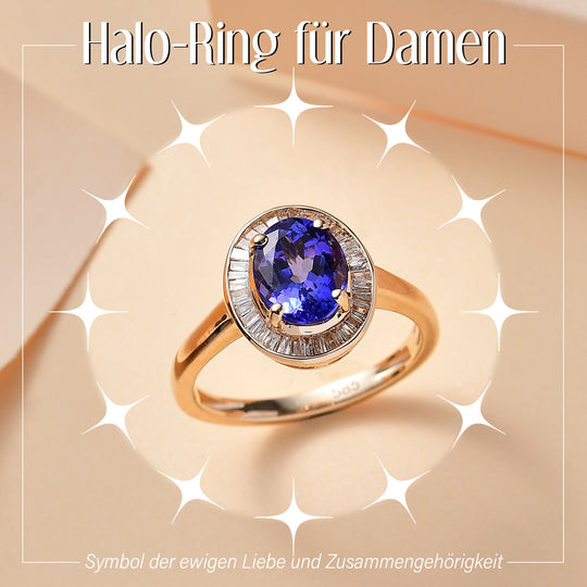 AAA Tansanit, Weißer Diamant Ring 585 Gold (5-7 Tagen Lieferzeit) (Größe 16.00) ca. 1,88 ct