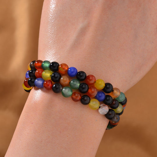 Tigerauge dreireihiges Armband, 18cm, Edelstahl - 188 ct.