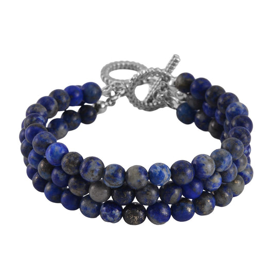 Tigerauge dreireihiges Armband, 18cm, Edelstahl - 188 ct.