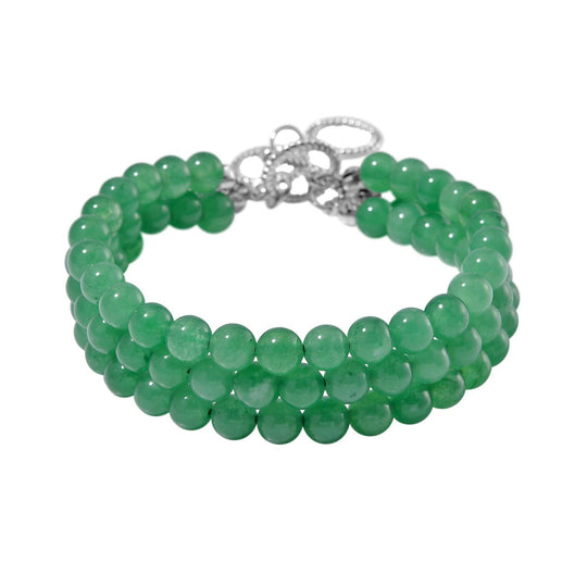 Tigerauge dreireihiges Armband, 18cm, Edelstahl - 188 ct.