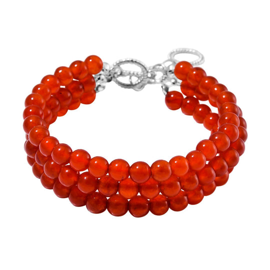 Tigerauge dreireihiges Armband, 18cm, Edelstahl - 188 ct.
