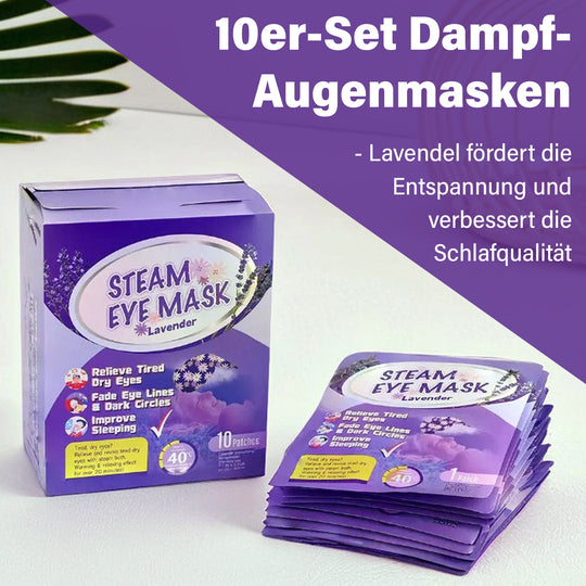 Hyaluronsäure-Dampf-Augenmasken, 10er-Pack, Selbstwärmend, hydratisierend mit Hyaluronsäure für tiefgehende Feuchtigkeit, lindert Trockenheit und Augenringe, Größe: 18 x 8 cm