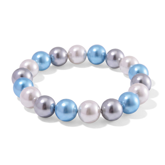 Flexibles, goldenes, weißes und grünes Muschelkernperlen-Armband