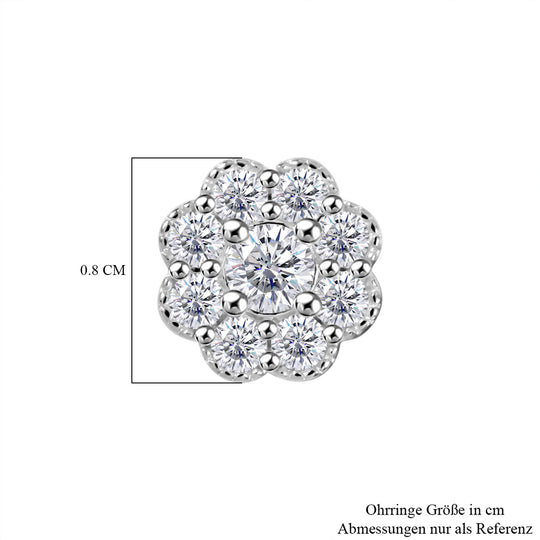 LUSTRO STELLA - Weißer Zirkonia Ohrringe, 925 Silber Gelbgold Vermeil