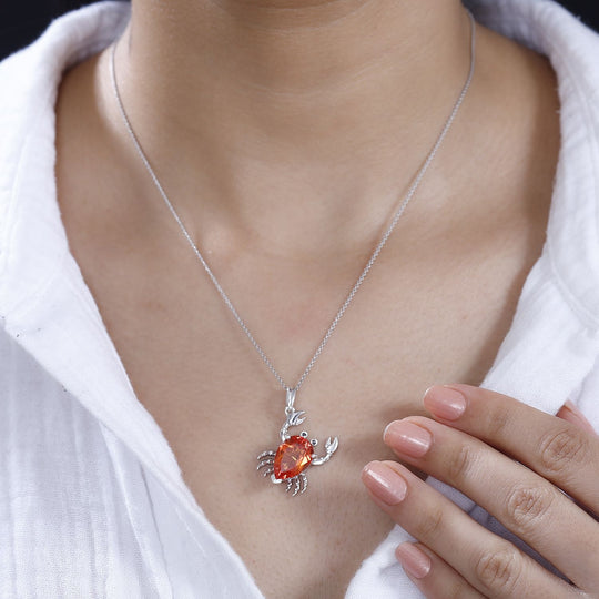 GP Trionfo Kollektion - Padparadscha Quarz Triplette, Kanchanaburi Blauer Saphir Anhänger 925 Silber rhodiniert ca. 5.79 ct