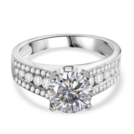 LUSTRO STELLA - Weißer Zirkonia Ring 925 Silber rhodiniert