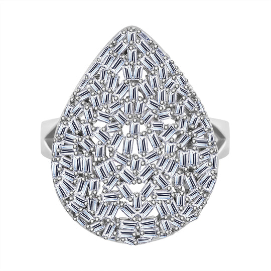 LUSTRO STELLA - Weißer Zirkonia Ring 925 Silber rhodiniert (Größe 17.00) ca. 3.58 ct