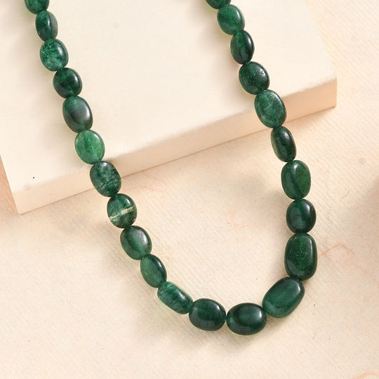 Grüner Aventurin Halskette ca. 45 cm Messing rhodiniert ca. 85,00 ct.