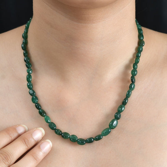 Grüner Aventurin Halskette ca. 45 cm Messing rhodiniert ca. 85,00 ct.