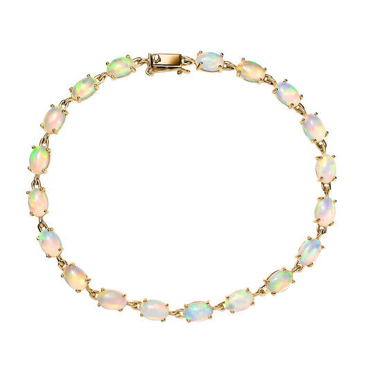 AAA Natürliches, äthiopisches Welo Opal Armband ca. 19 cm, 375 Gelbgold ca. 4.40 ct