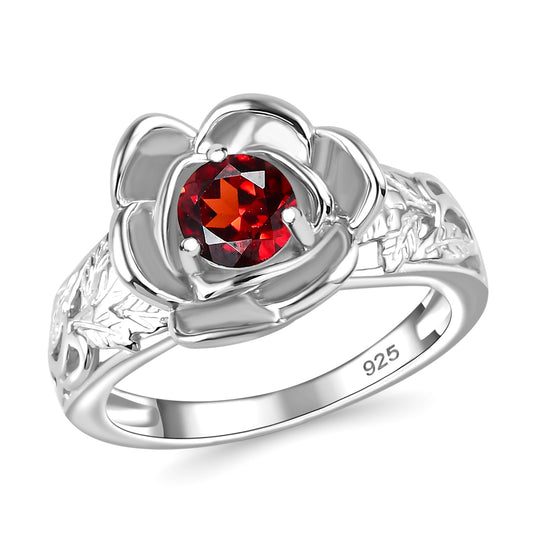 Roter Granat Ring 925 Silber rhodiniert ca. 0,68 ct