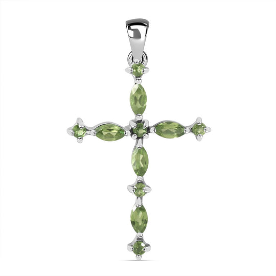 Natürlicher Peridot Anhänger 925 Silber rhodiniert ca. 1.75 ct