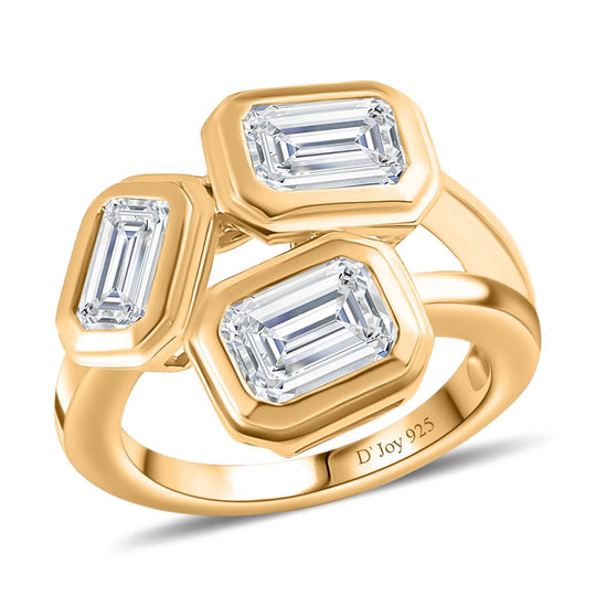 Feinster Zirkonia Ring 925 Silber 585 Gelb Vergoldet (Größe 18.00)