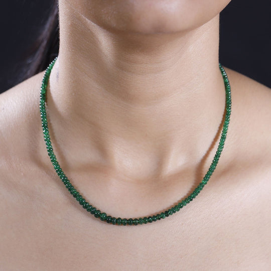 AAAA Tsavorite Granat Halskette ca. 45 cm + 5 cm Extender, 950 Platin ca. 50,00 ct.
