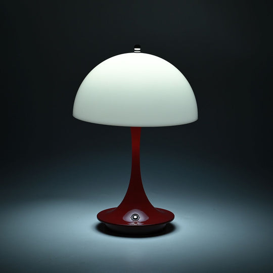 Designerlampe: Kabellos dimmbare Pilz-Tischlampe mit 3 Lichteinstellungen, weiß