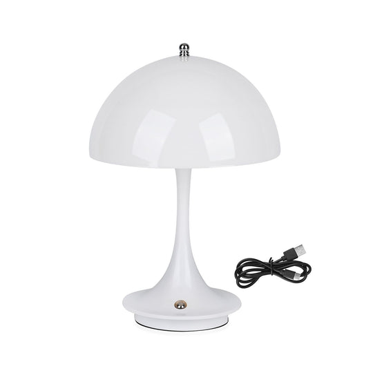 Designerlampe: Kabellos dimmbare Pilz-Tischlampe mit 3 Lichteinstellungen, weiß