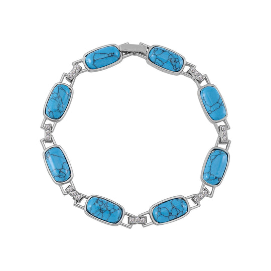 Blauer Howlit, Weißer Kristall Magnettherapie-Armband mit 4 Magneten, ca. 20 cm